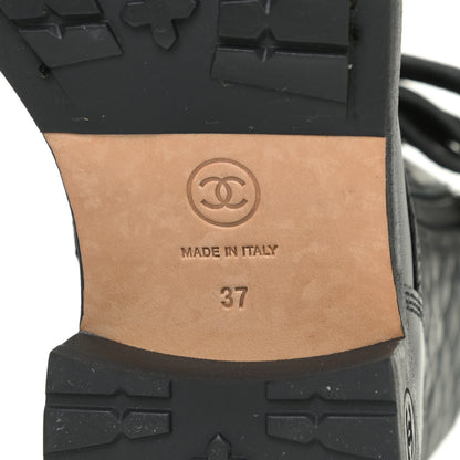 Chanel Calfskin Quilted Lace Up Combat Boots 37 Black 11 of 13