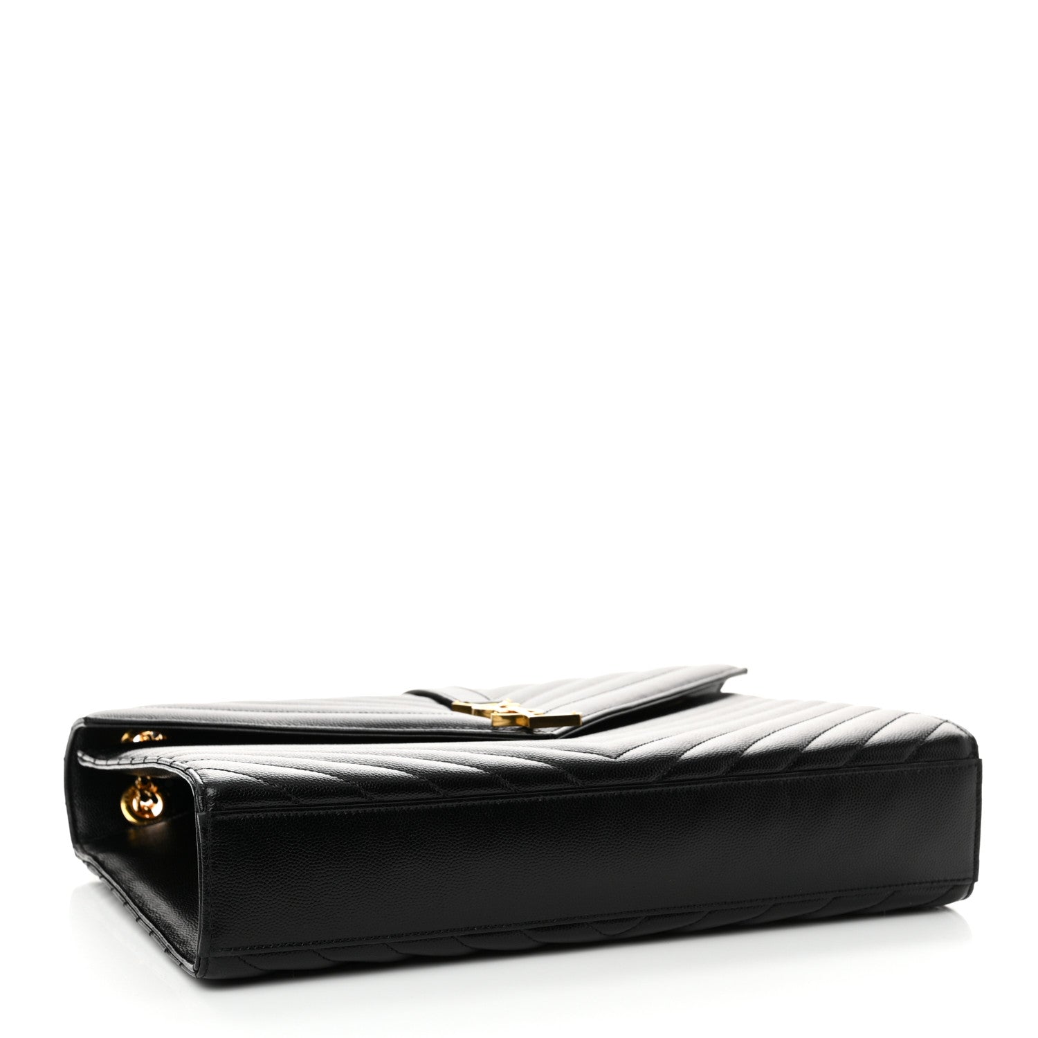 Saint Laurent Grain De Poudre Matelasse Chevron Large Monogram Satchel Black 4 of 10