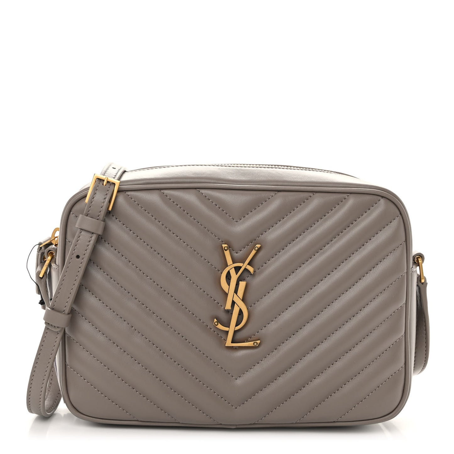 Calfskin Matelasse Monogram Lou Camera Bag Greyish Brown