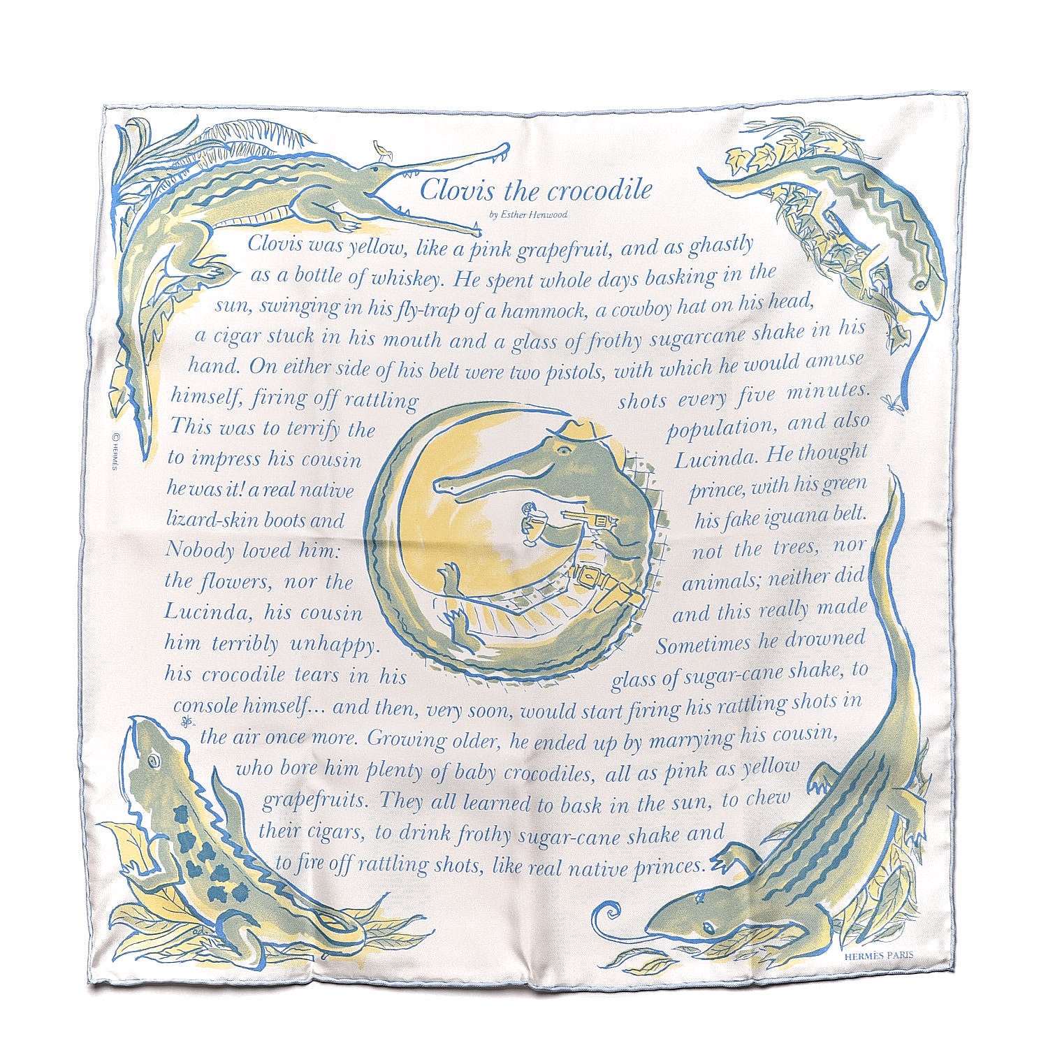 Hermes Silk Clovis Crocodile Pocket Square 1 of 4