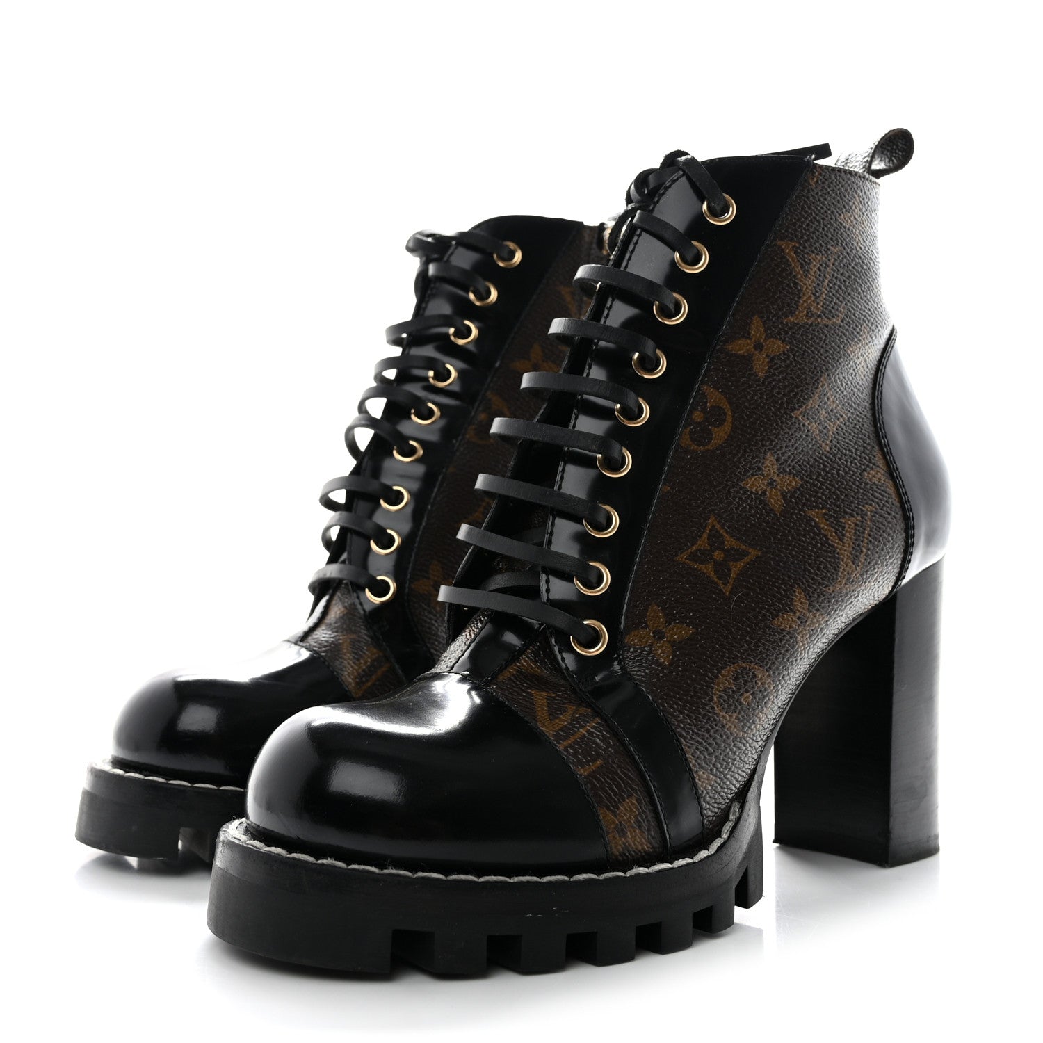 Louis Vuitton Patent Calfskin Monogram Star Trail Ankle Boots 39 Black 3 of 13
