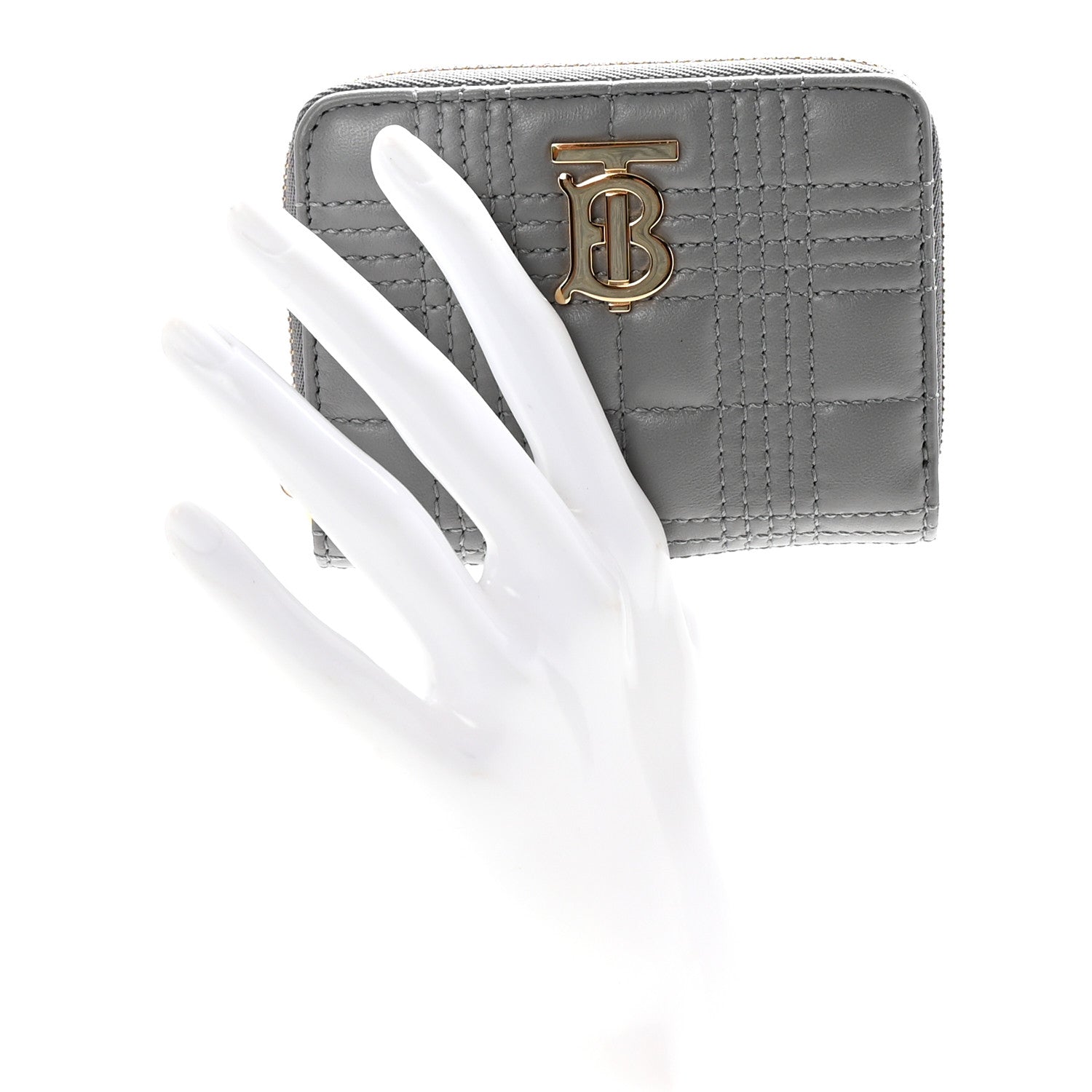 Burberry Lambskin Quilted Lola Wallet Grey 2 of 6