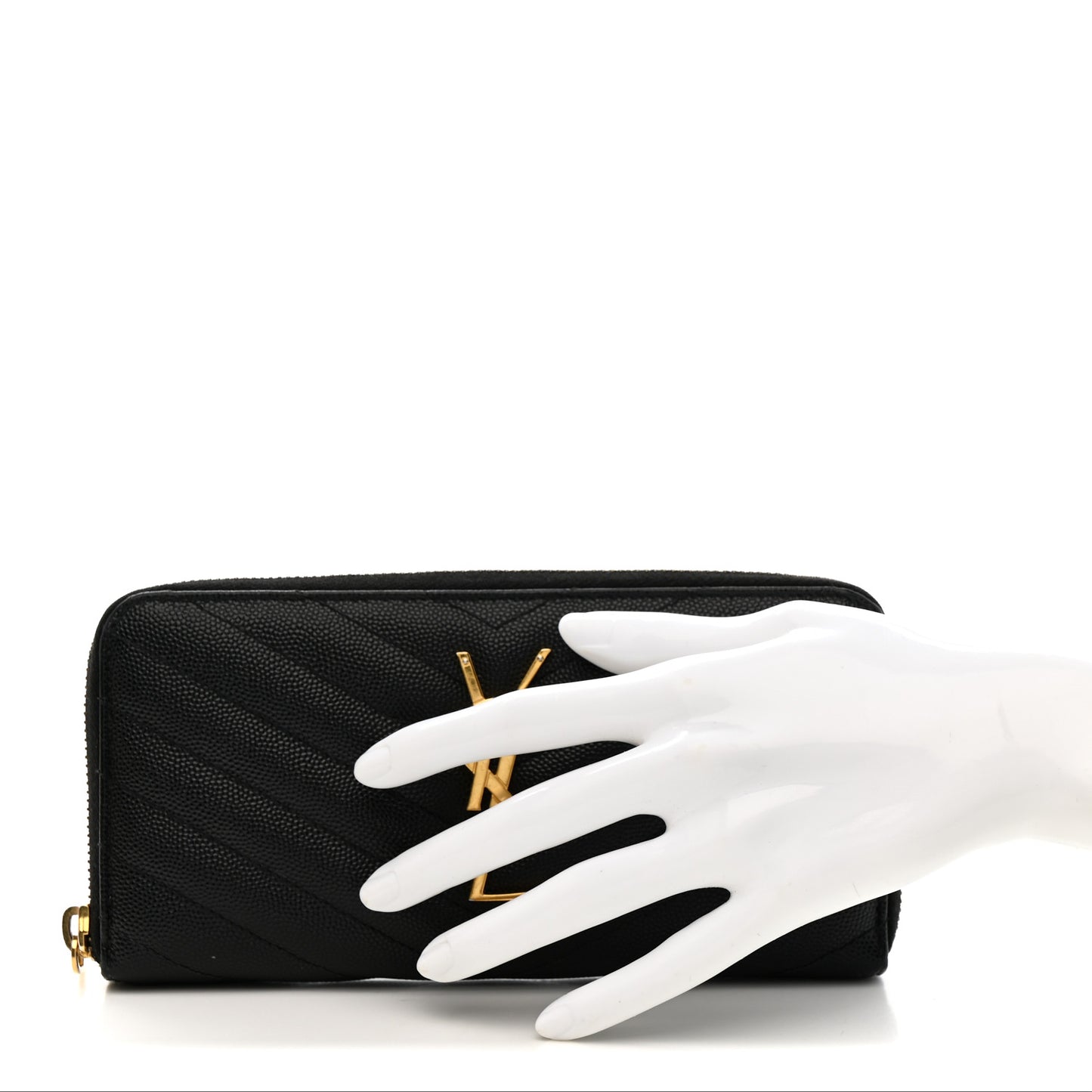 Grain De Poudre Matelasse Chevron Monogram Zip Around Wallet Black