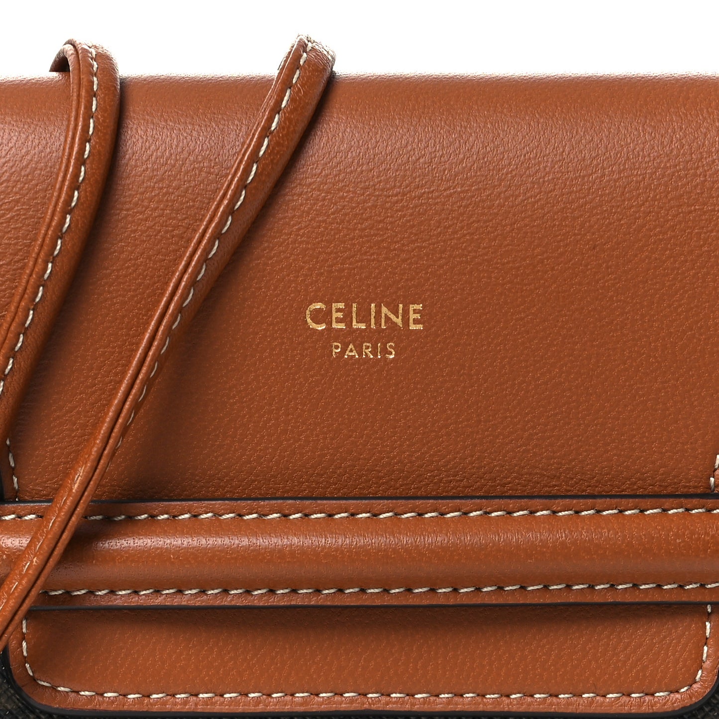 Triomphe Canvas Lambskin Phone Pouch With Flap Tan
