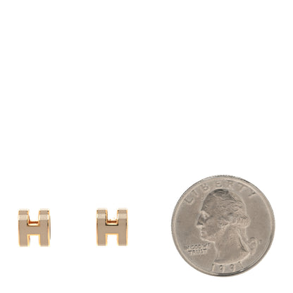 Hermes Gold Lacquered Mini Pop H Earrings Marron Glace 2 of 5