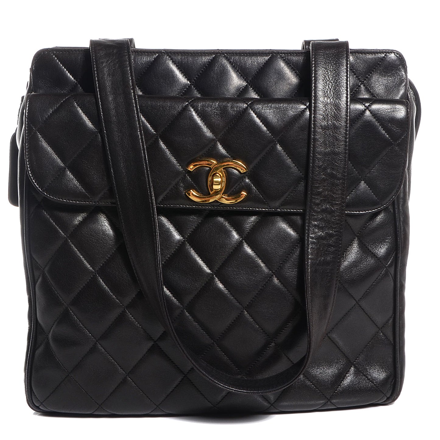 Lambskin Quilted Shoulder Bag Black