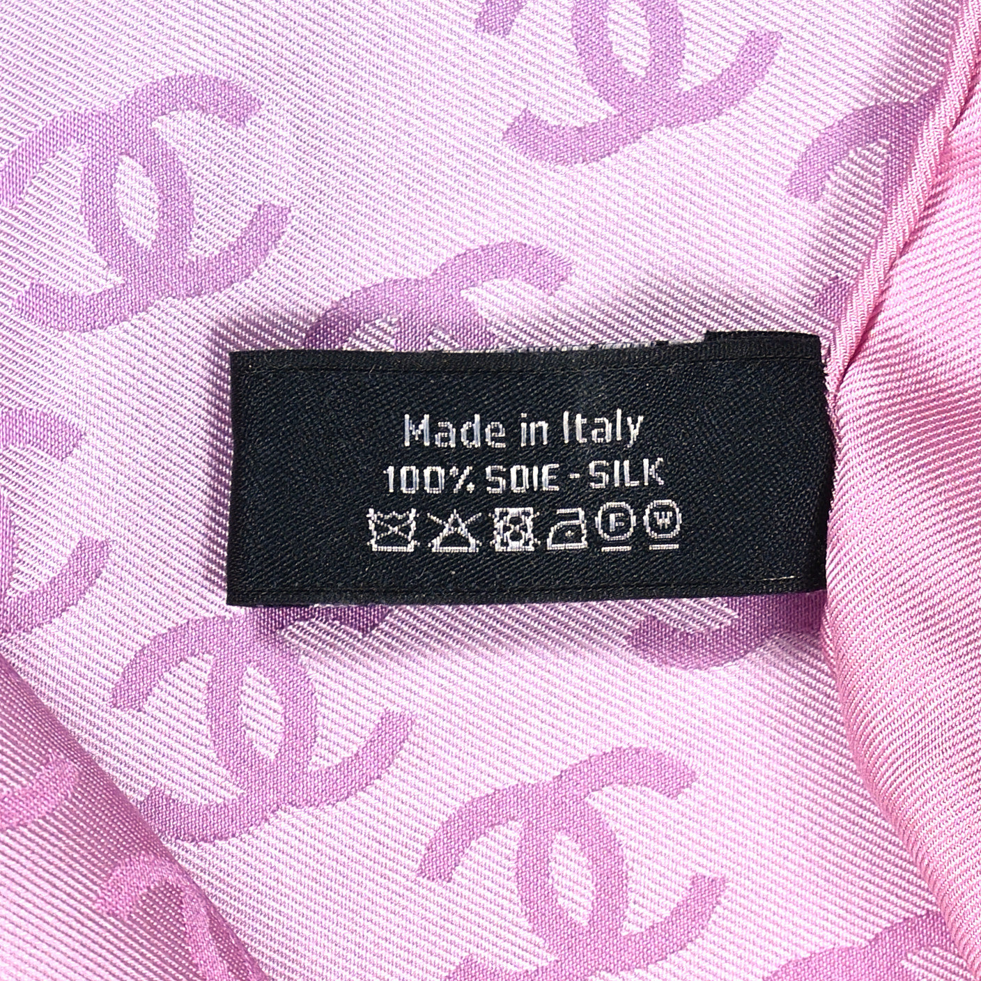 Chanel Silk CC Logo Scarf Pink Light Blue Red 3 of 3