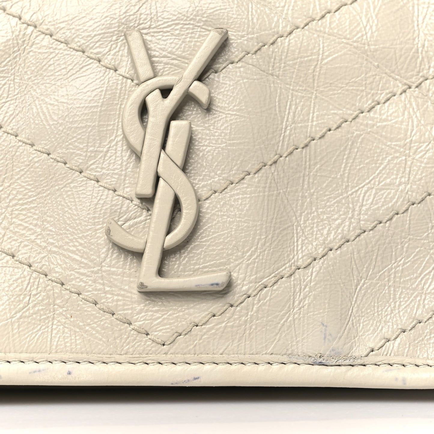 Crinkled Calfskin Matelasse Monogram Niki Chain Wallet Crema Soft
