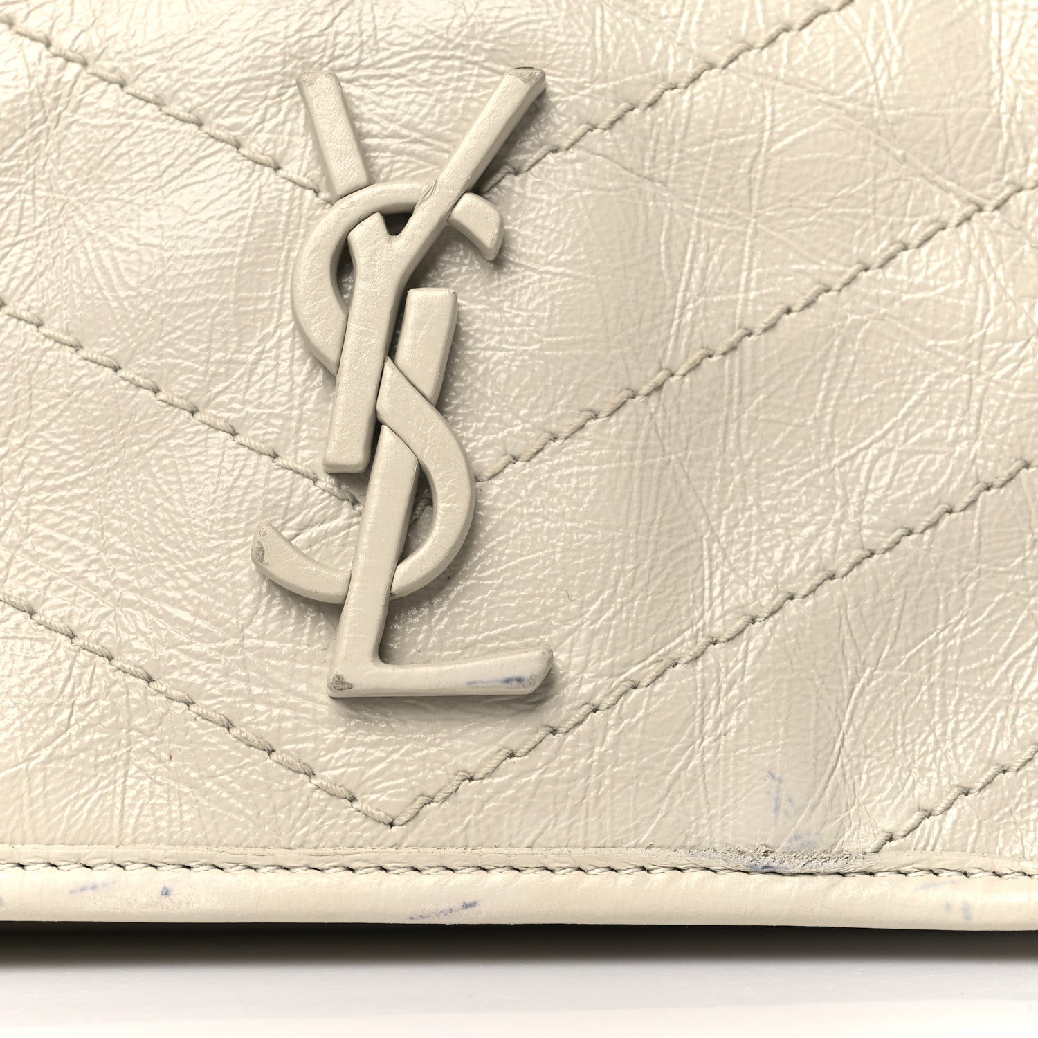 Saint Laurent Crinkled Calfskin Matelasse Monogram Niki Chain Wallet Crema Soft 9 of 9