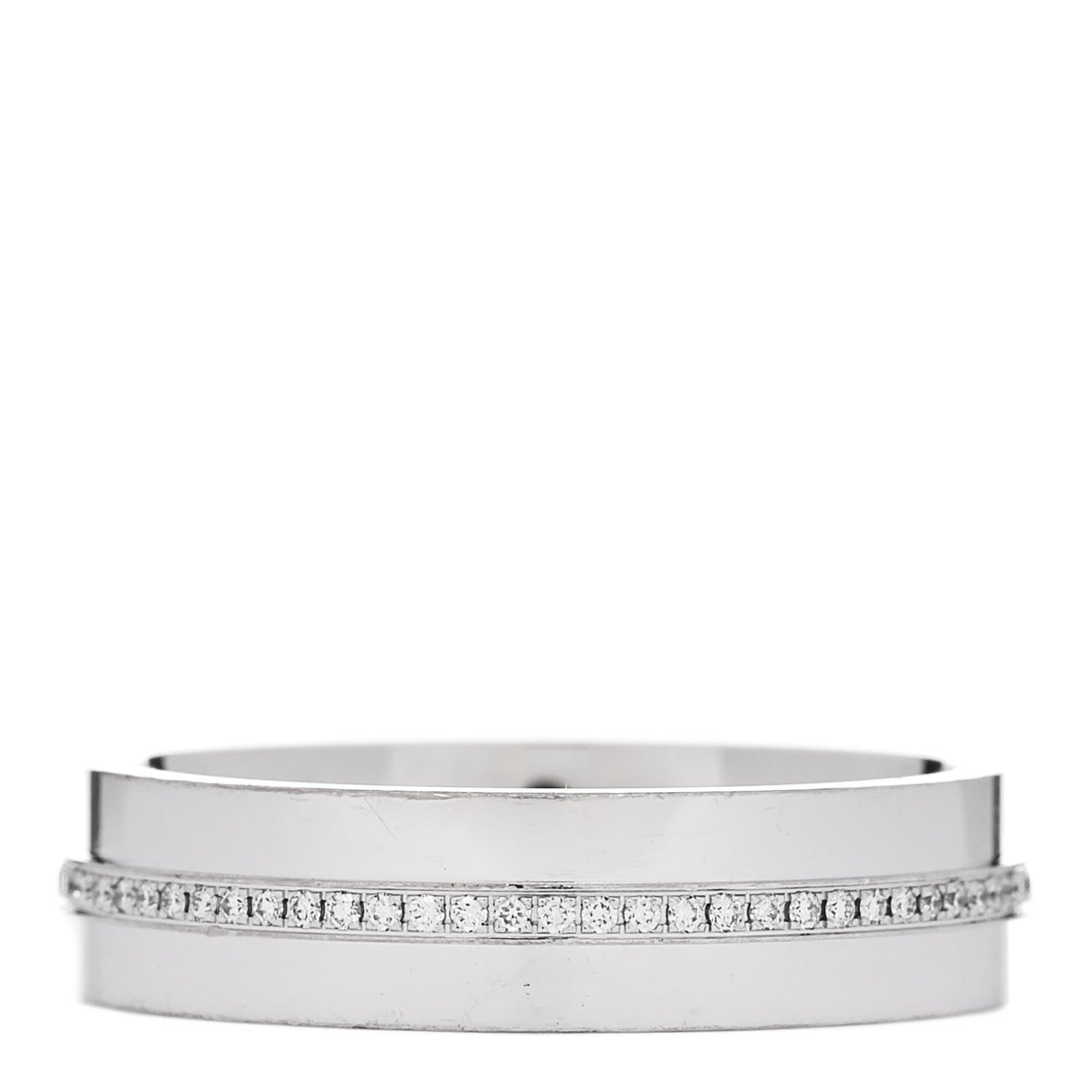 Tiffany 18K White Gold Diamond Wide T Two Ring 60 9 3 of 5