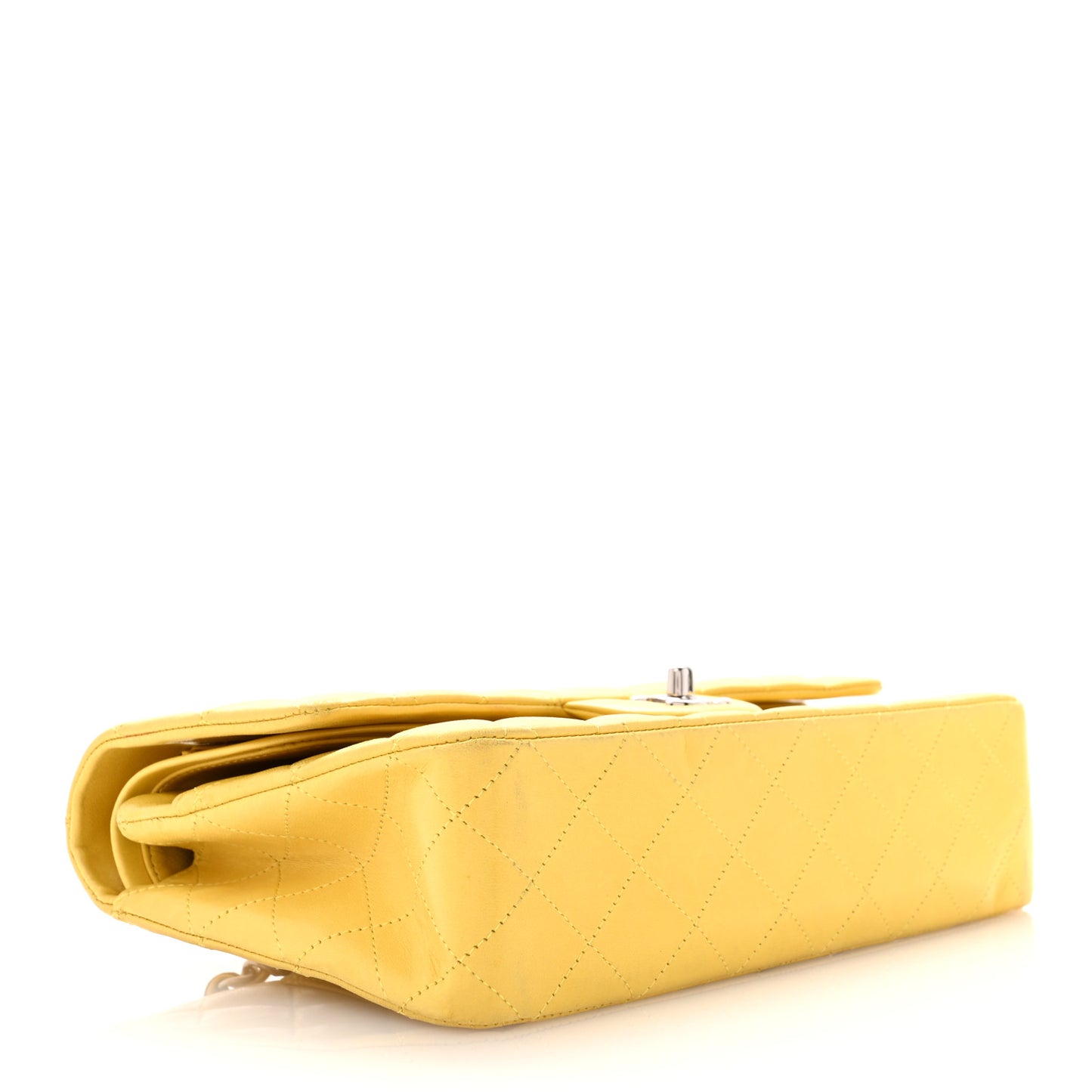 Lambskin Quilted Medium Double Flap Yellow