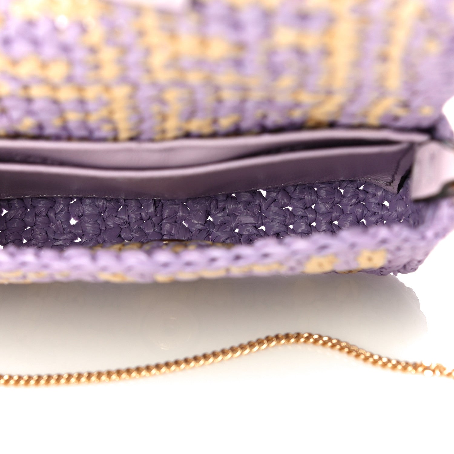 Fendi Raffia Vitello Seta FF Woven Nano Baguette Charm Anemone Natural 4 of 9