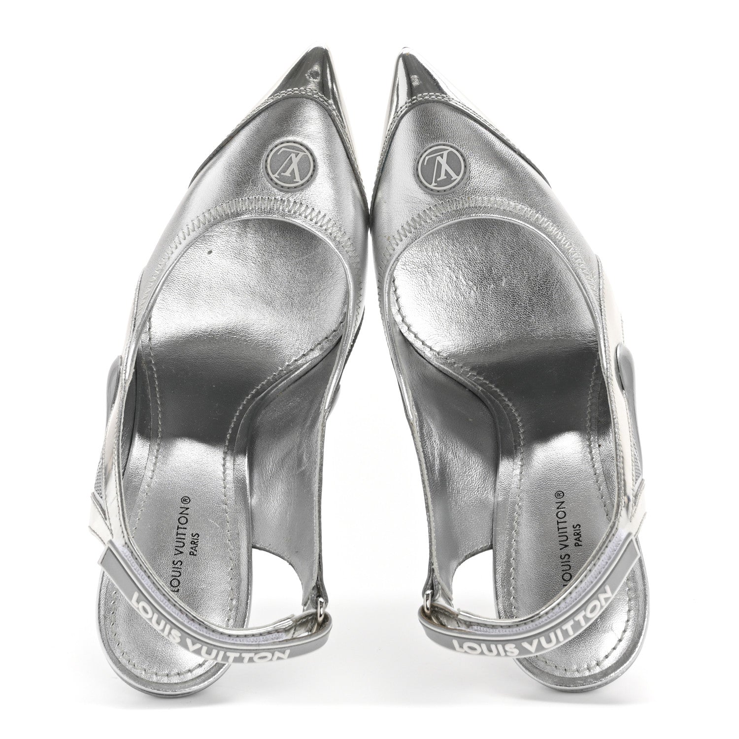 Louis Vuitton Metallic Lambskin Archlight Slingback Pumps 37.5 Argent 2 of 10