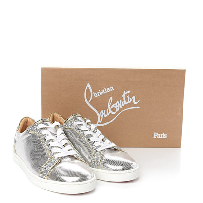 Christian Louboutin Glitter Aliglitter Specchio Women Seava Flat Sneakers 39.5 Silver 9 of 9