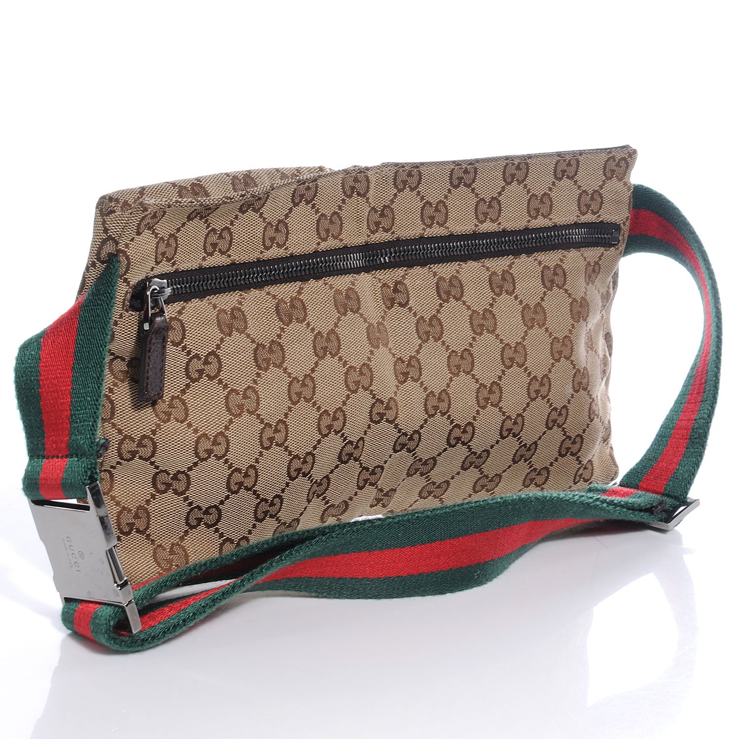Gucci GG Monogram Web Double Pocket Belt Bag Dark Brown 3 of 7