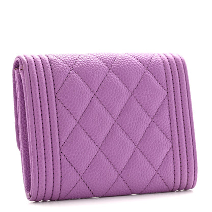 Chanel Caviar Quilted Boy Flap Card Holder Purple 3 of 10