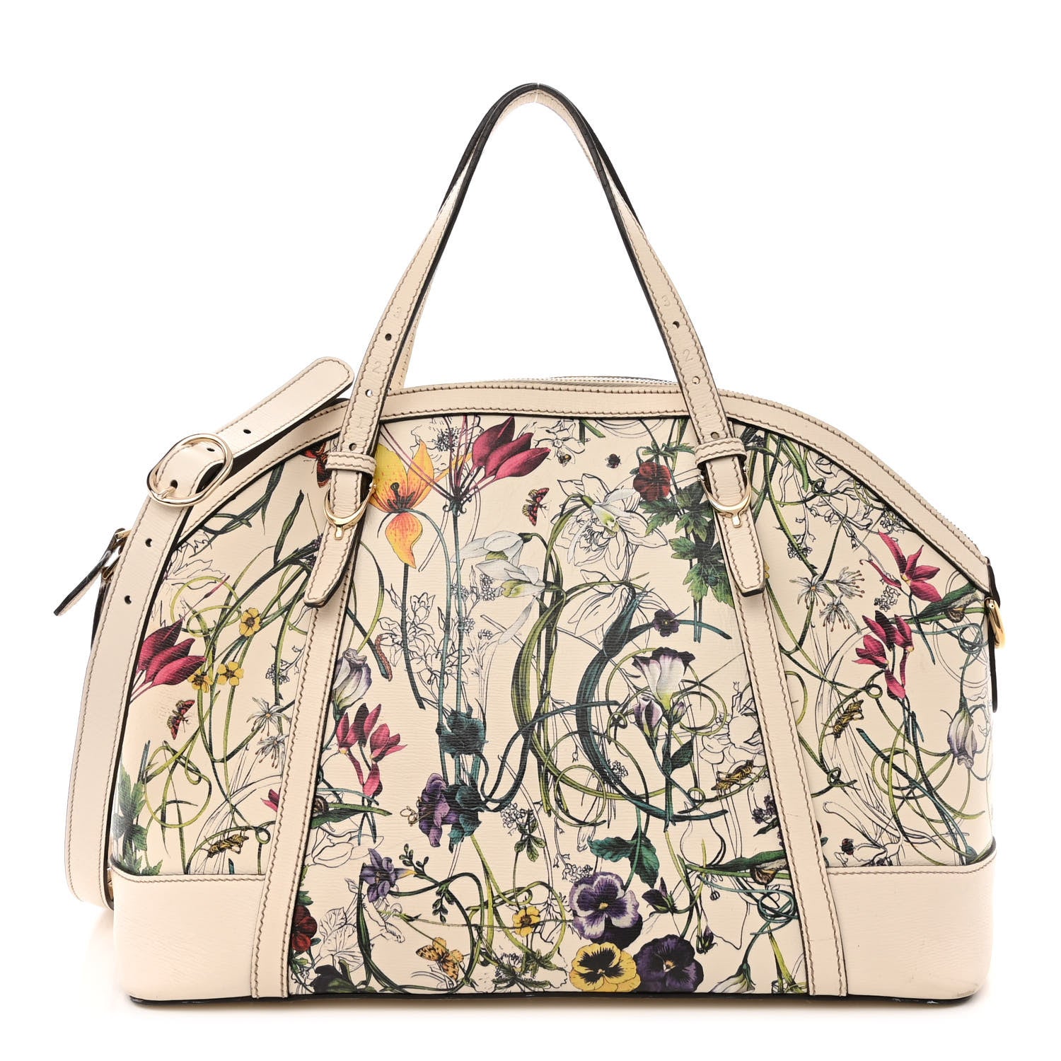 Gucci Canvas Flora Infinity Medium Nice Top Handle Dome Bag White 1 of 22