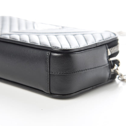 Prada Nappa Impunture Diagramme Mini Double Zip Chain Crossbody Bag Black 9 of 10