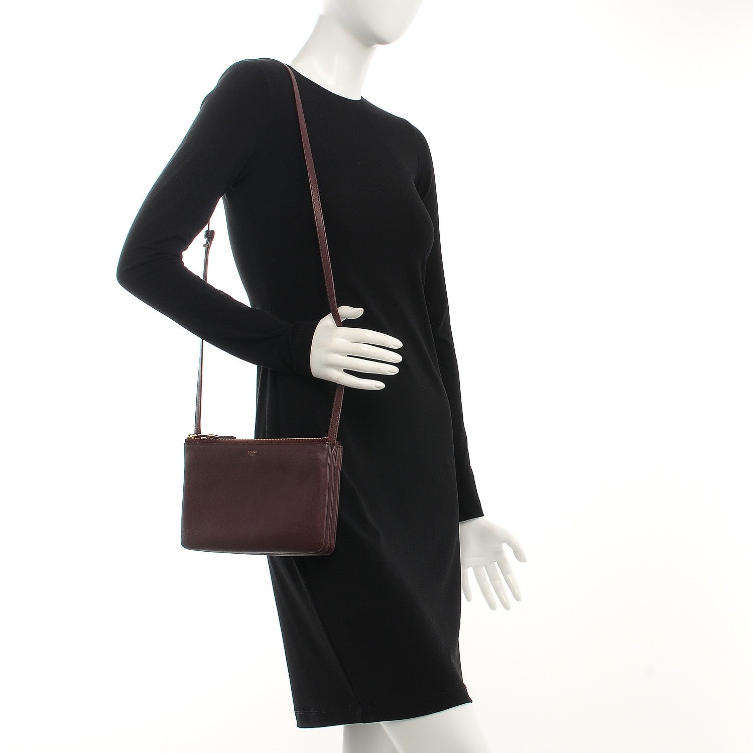 Celine Smooth Lambskin Small Trio Crossbody Bag Burgundy 2 of 11