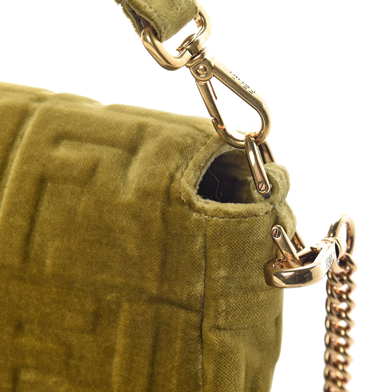 Fendi Velvet FF Embossed Baguette Camaleonte 16 of 18