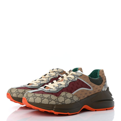 Gucci GG Supreme Monogram Mix Monogram Mens Rhyton Sneakers 11.5 Bordeaux Beige Ebony 3 of 8