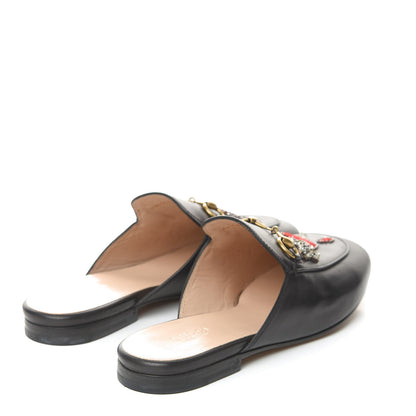 Gucci Calfskin Crystal Tiger Embroidered Princetown Slippers 37.5 Black 4 of 9
