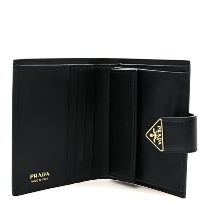 Prada Saffiano Small Triangle Bi-Fold Tab Wallet Black 6 of 8