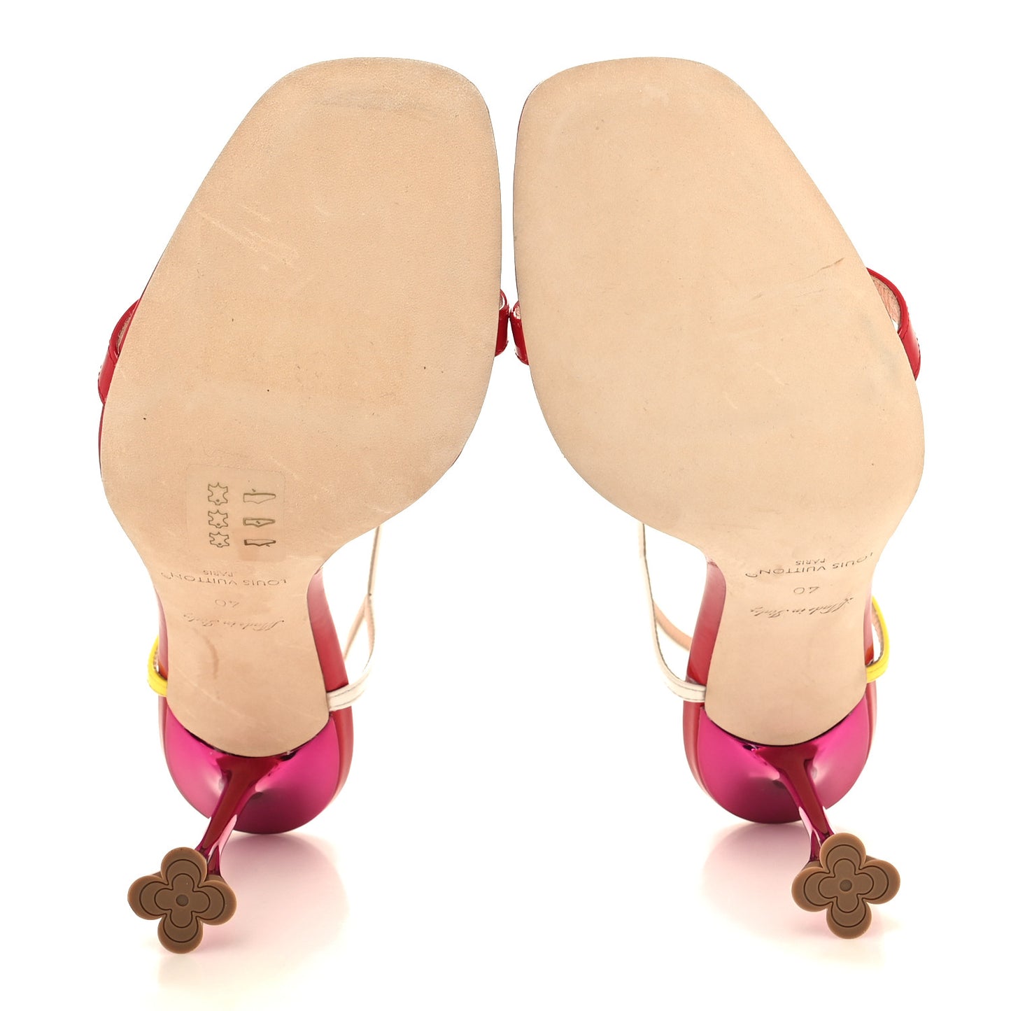 Patent Calfskin Blossom Sandals 40 Red