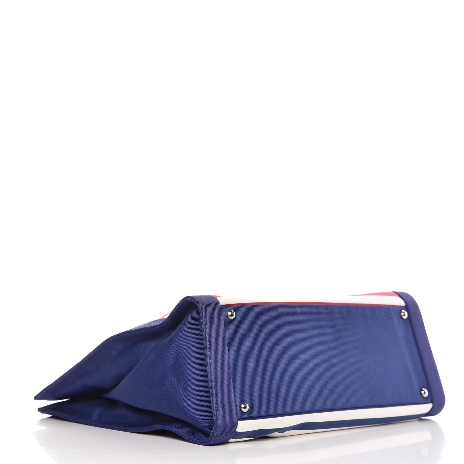 Chanel Striped Canvas CC Shopping Tote Blue Red White 4 of 13
