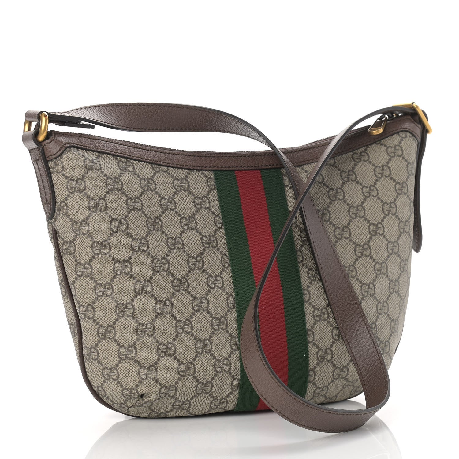 Gucci GG Supreme Monogram Web Small Ophidia Half Moon Hobo Brown 3 of 9