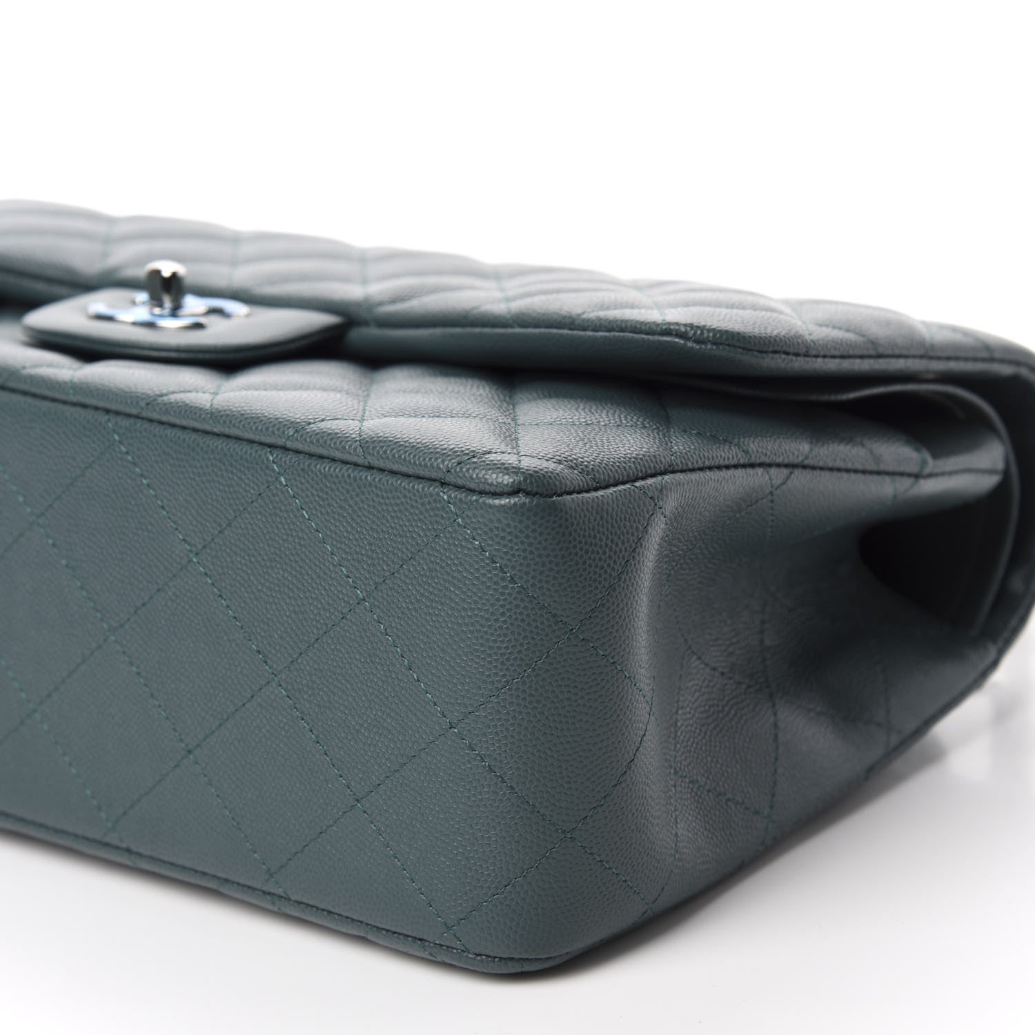 Chanel Caviar Quilted Jumbo Double Flap Dark Turquoise 7 of 11