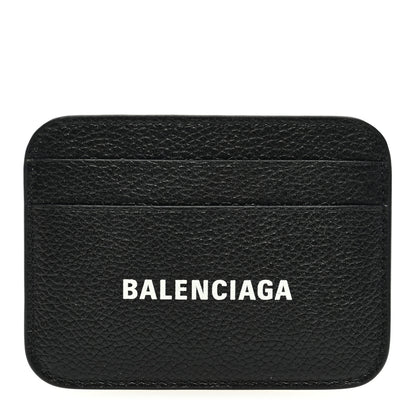 Balenciaga Grained Calfskin Logo Cash Rounded Card Holder Black White 1 of 7