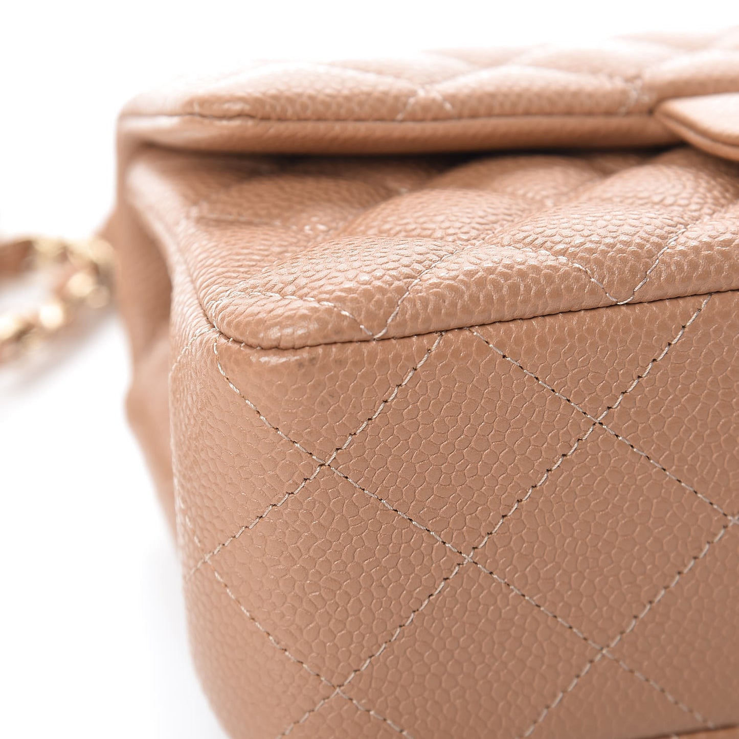 Caviar Quilted Mini Rectangular Flap Dark Beige