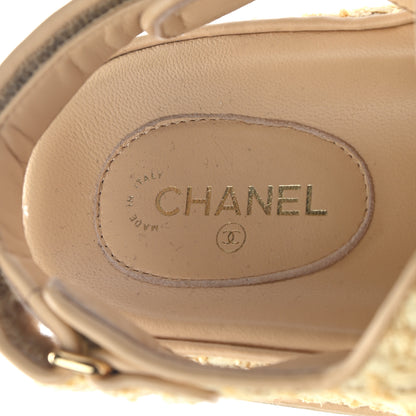 Chanel Braided Fabric Velcro Dad Sandals 39.5 Beige 7 of 8