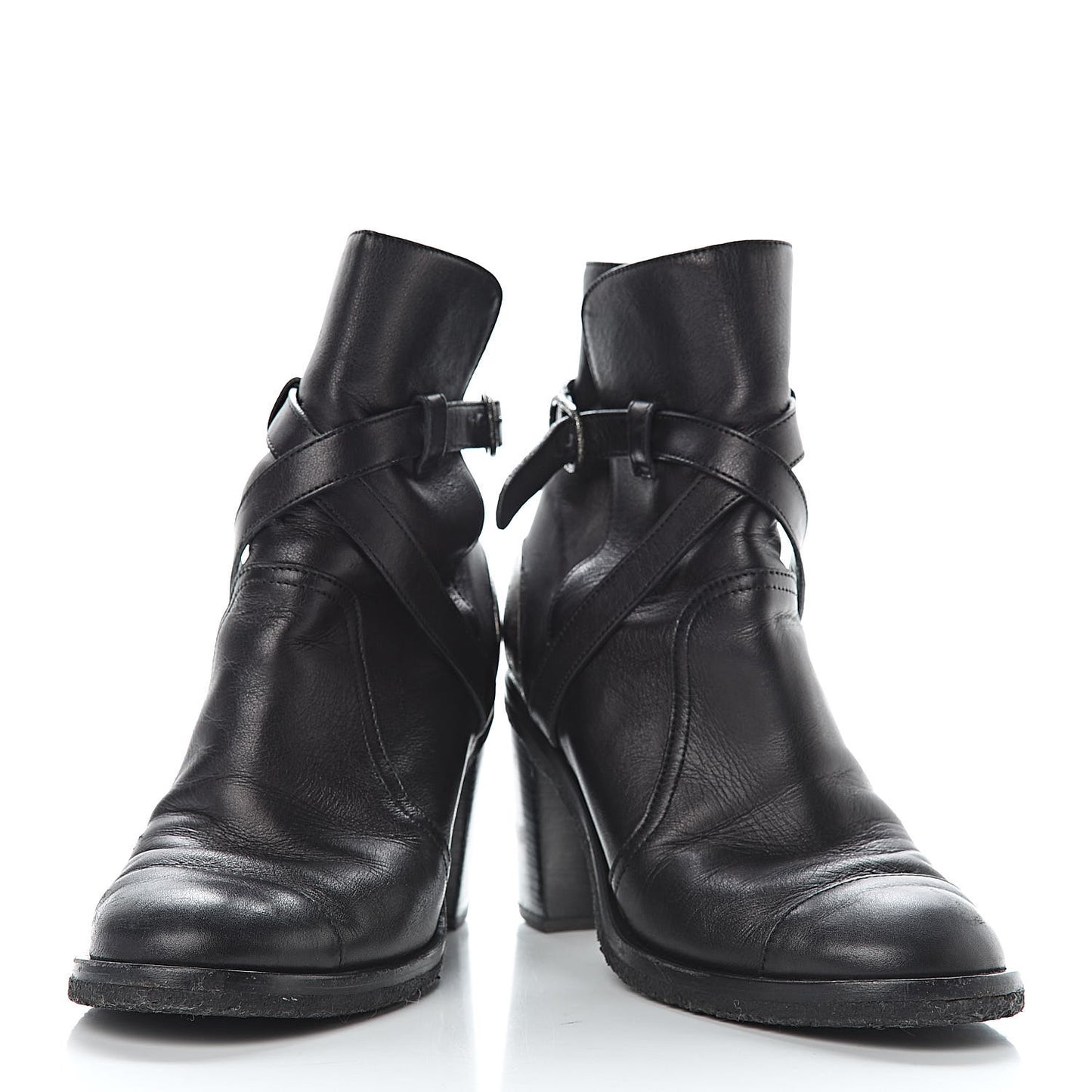 Lambskin CC Buckle Short Boots 36.5 Black