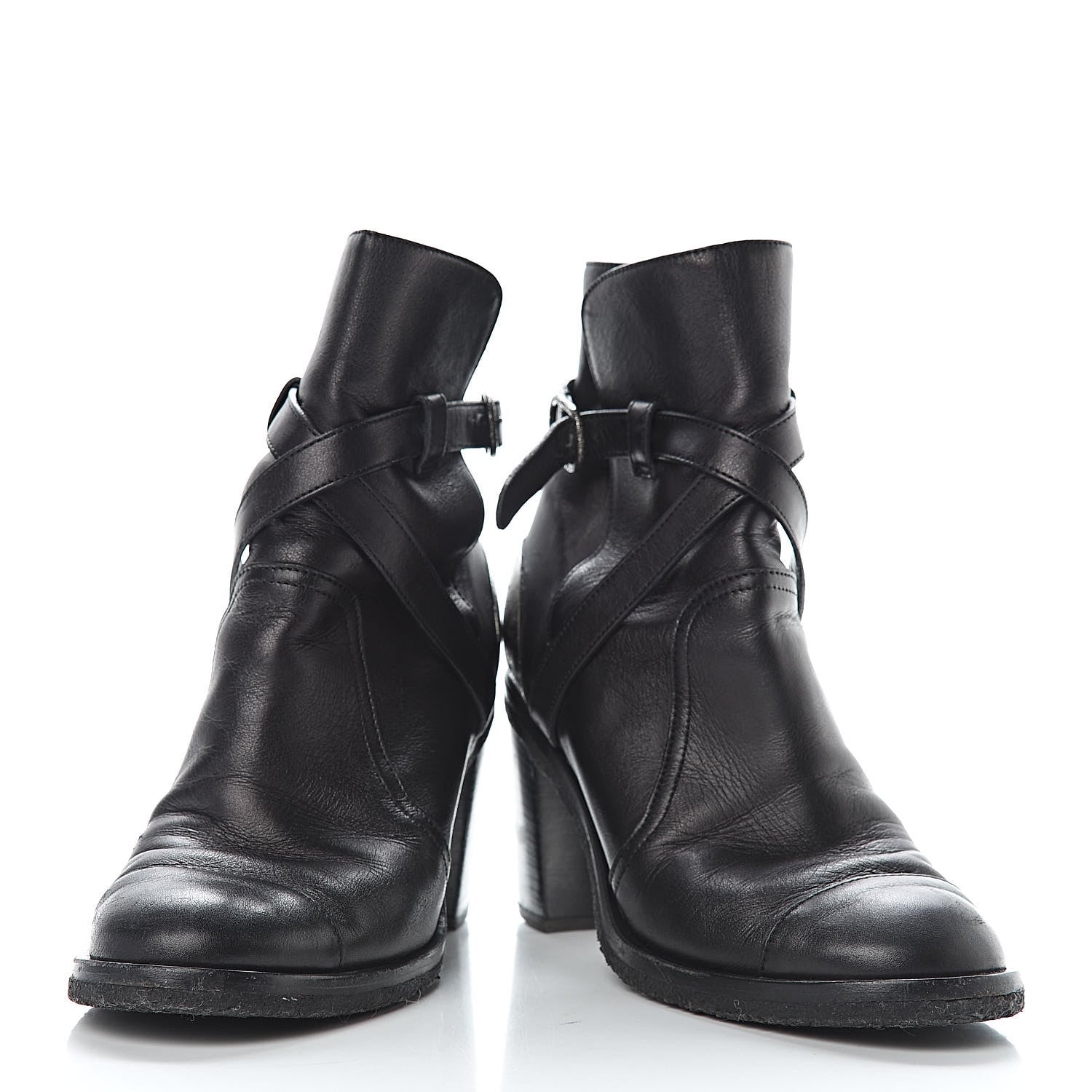 Chanel Lambskin CC Buckle Short Boots 36.5 Black 6 of 11