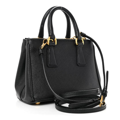Prada Saffiano Lux Micro Galleria Double Zip Tote Black 3 of 12