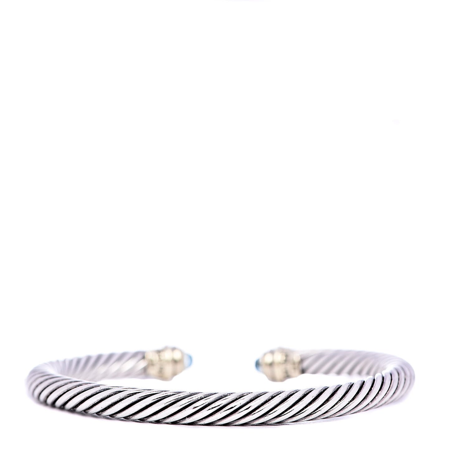 Sterling Silver 14K Yellow Gold Blue Topaz 5mm Cable Classics Petite Color Bracelet