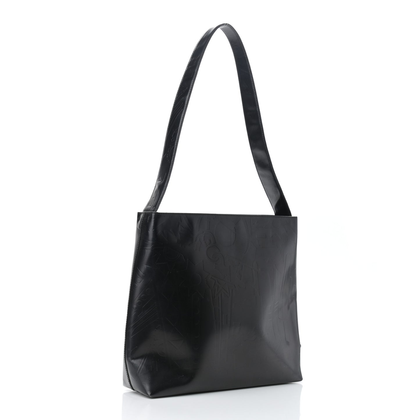 Calfskin Embossed Shoulder Bag Black