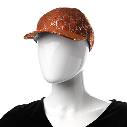 Gucci Canvas Lame GG Monogram Rush Baseball Hat M Burnt Orange Silver 2 of 9