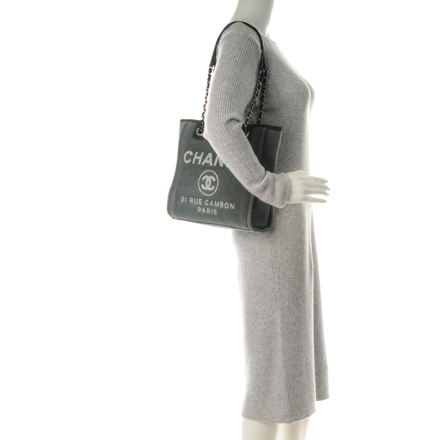 Canvas Mini Deauville Tote Dark Grey