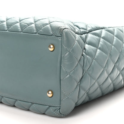 Chanel Aged Calfskin Quilted Large Coco Handle Shopping Tote Blue 11 of 11