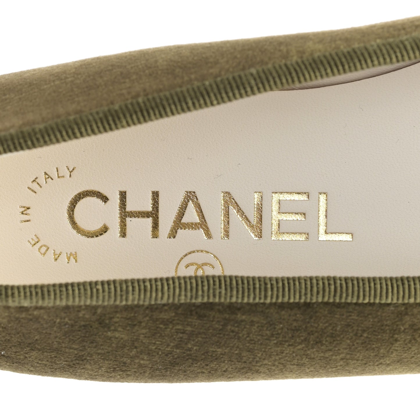 Velvet Cap Toe CC Ballerina Flats 36 Khaki Black