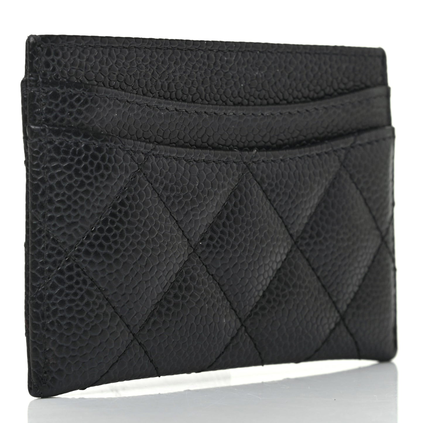 Caviar Quilted Card Holder Black