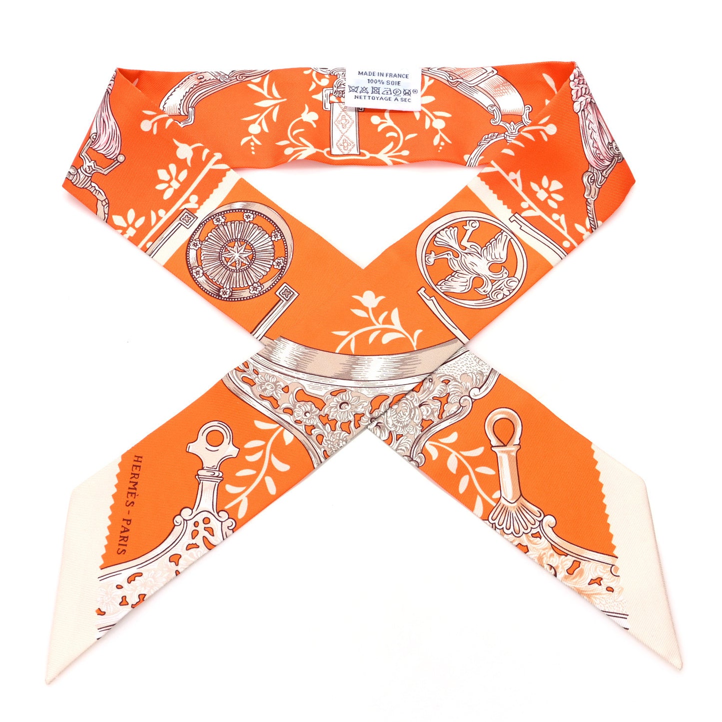 Silk Etriers Remix Twilly Orange Creme Beige