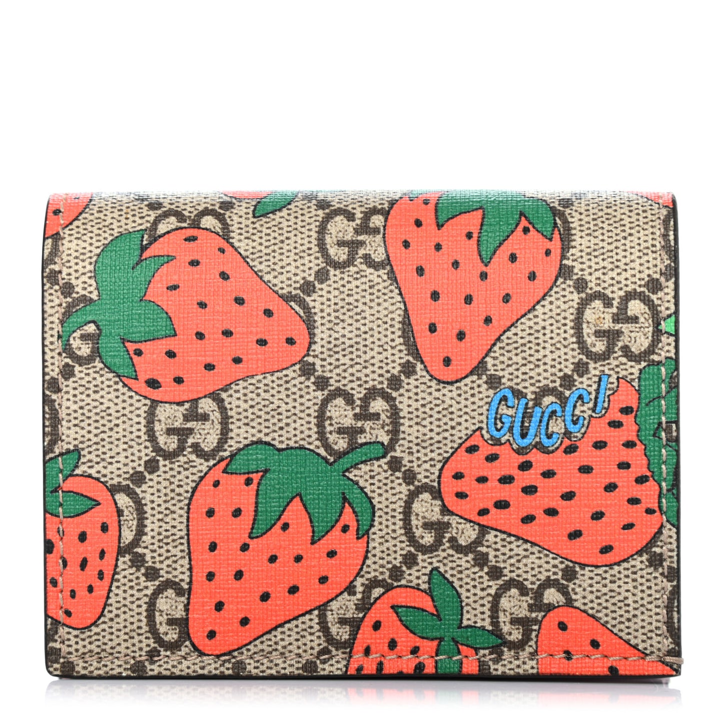 GG Supreme Monogram Strawberry Card Case