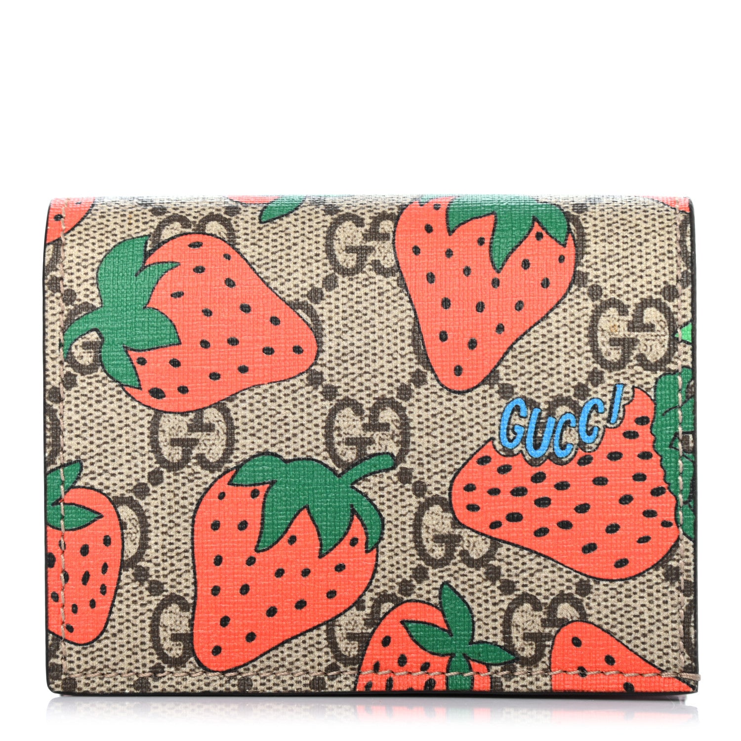 Gucci GG Supreme Monogram Strawberry Card Case 1 of 7