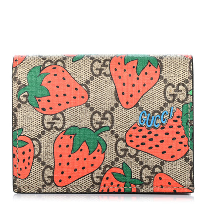 Gucci GG Supreme Monogram Strawberry Card Case 1 of 7
