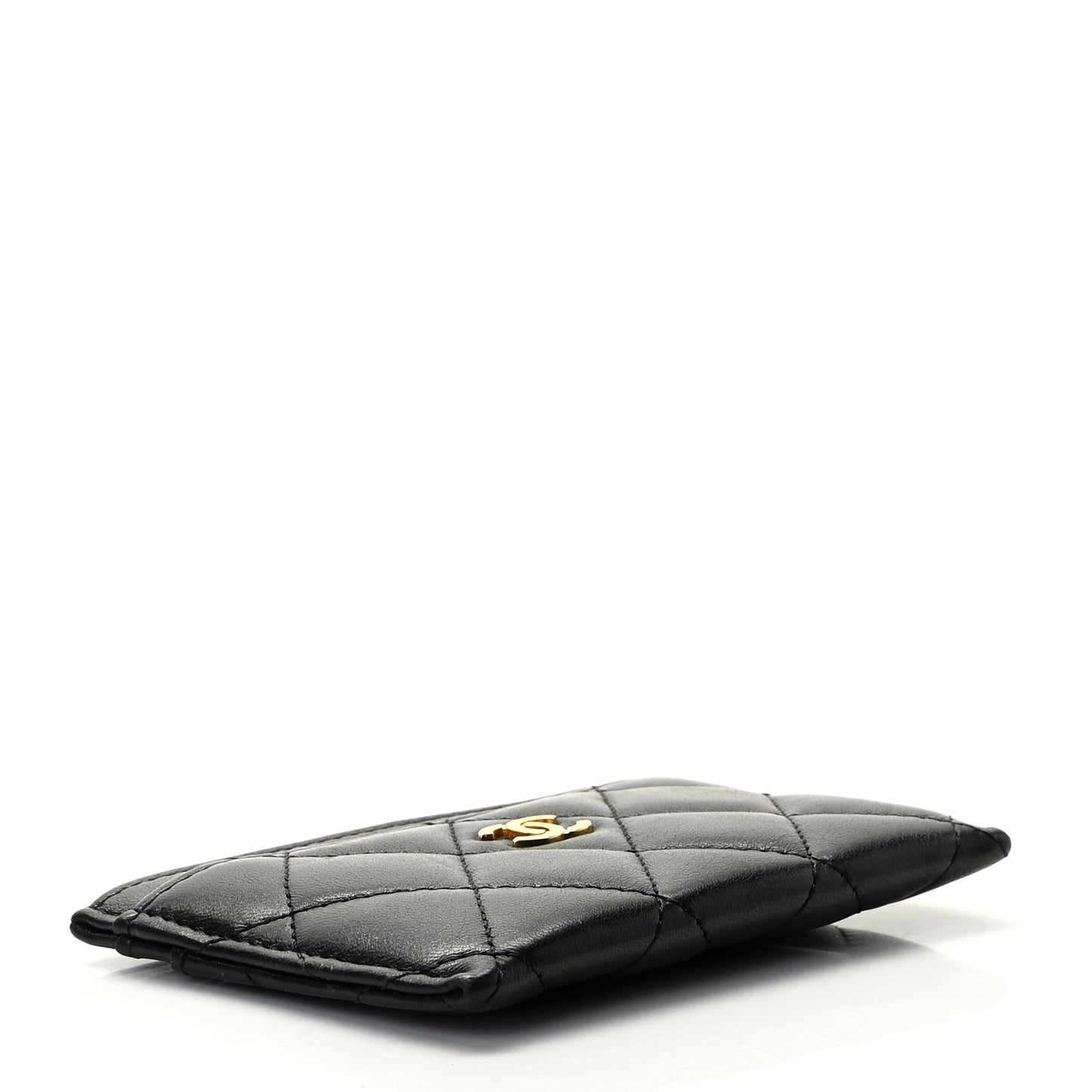 Lambskin Quilted Card Holder Black
