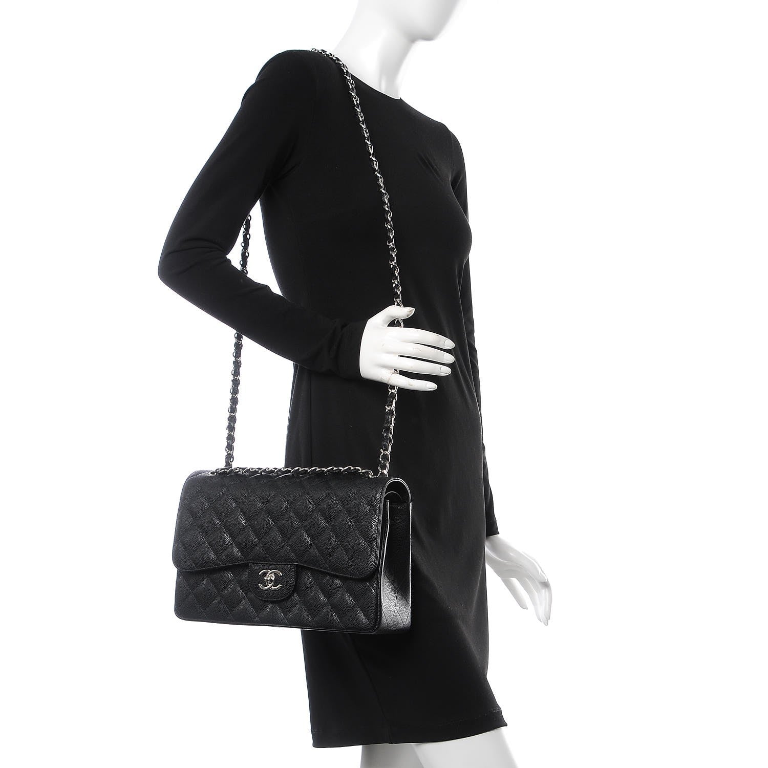 Chanel Caviar Quilted Jumbo Double Flap Black 2 of 8